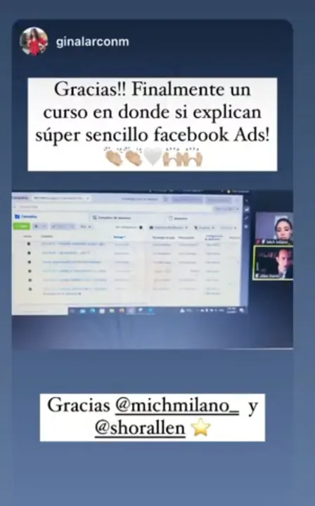 Historia de Instagram de Gina Larcón